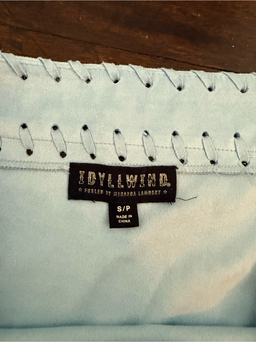 Idyllwind Light Blue Fringe Mini Skirt with Stud Accents - Picture 2 of 2